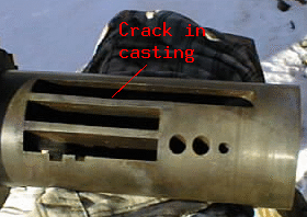 Detail of valve indicating crack